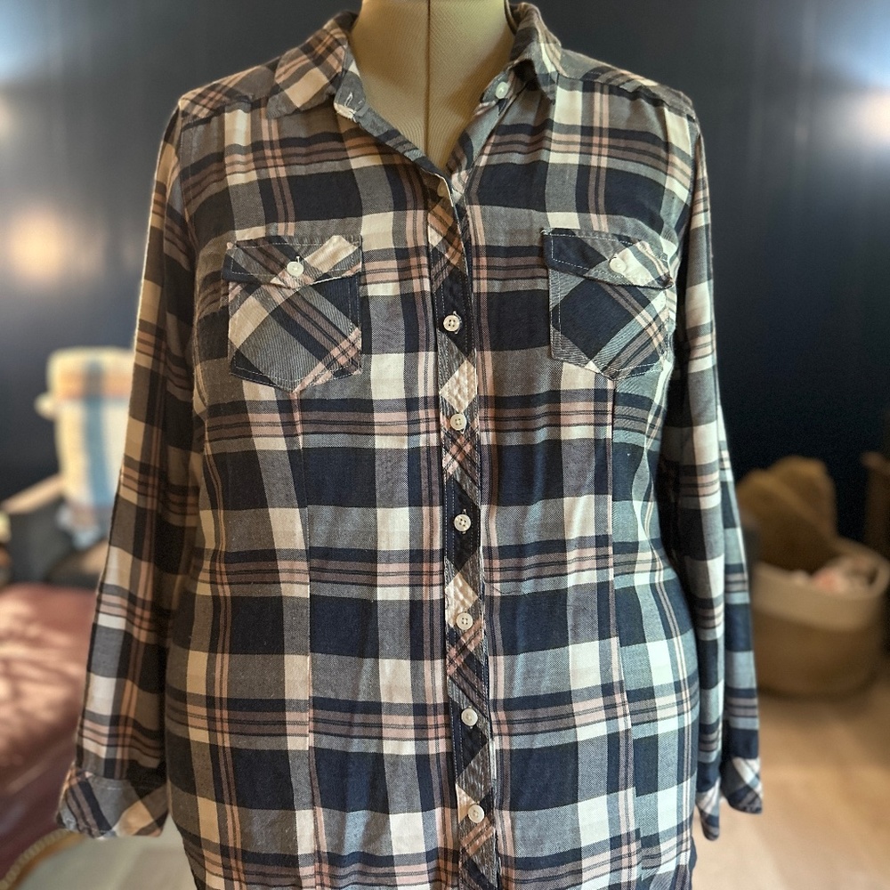 Torrid Plaid Button-Down Long Sleeve Shirt